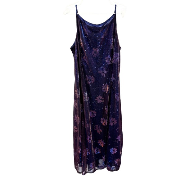 Helene Blake shimmery color shift blue copper sequin maxi dress Y2K formal party - Picture 1 of 14